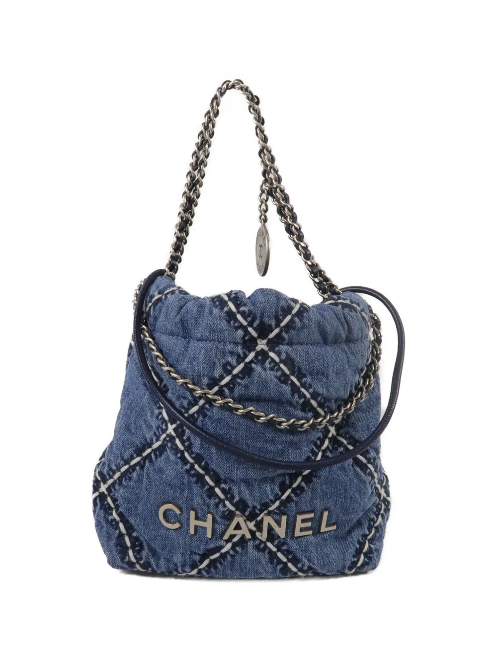 CHANEL Pre-Owned 22 mini logo-detail chain shoulder bag - Blu