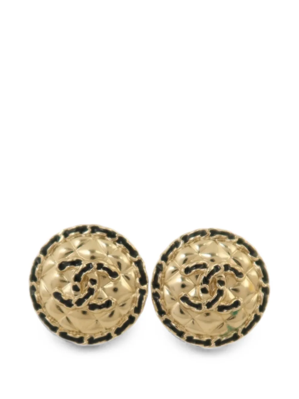 CHANEL Pre-Owned CC quilted earrings - Gold