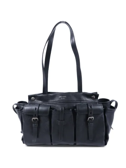 Prada Pre-Owned buckled-pocket leather shoulder bag