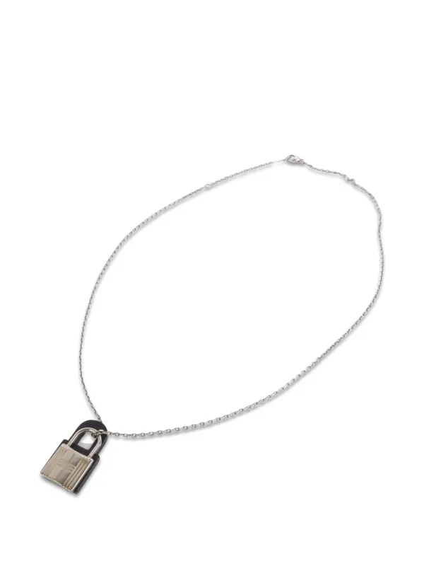 Hermès Pre-owned O'kelly Leather-pendant Necklace in Silver