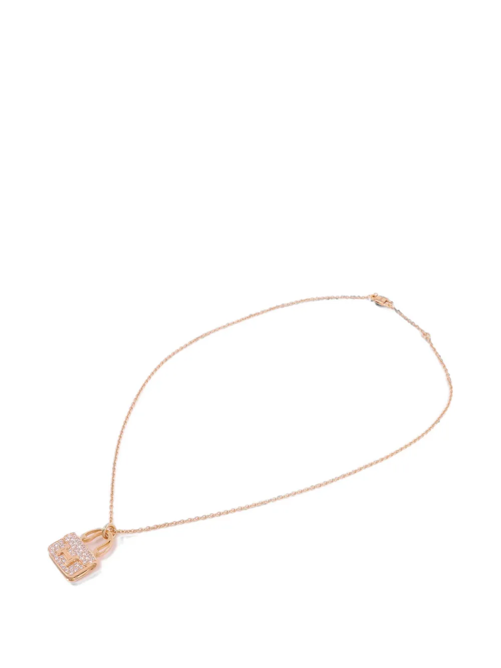 Pre-owned Hermes Amulettes Constance Diamond Necklace In Pink