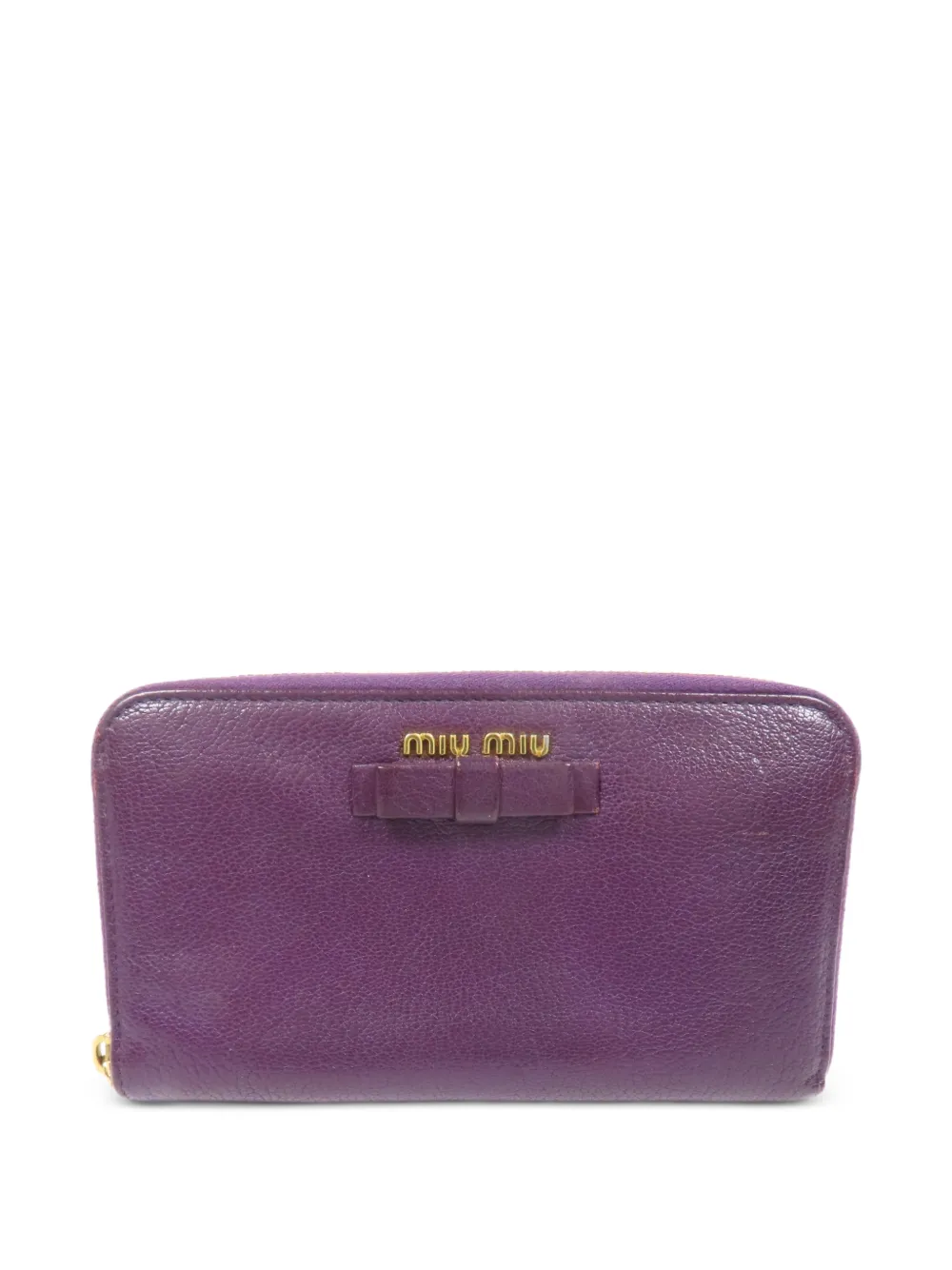 Pre-owned Miu Miu Bow-detail Wallet In Purple