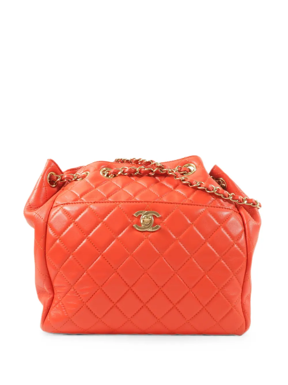 CHANEL Pre-Owned CC turn-lock quilted shoulder bag - Orange