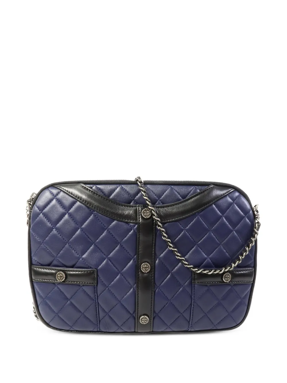 CHANEL Pre-Owned Girl Schultertasche mit Knopfdetail - Blau