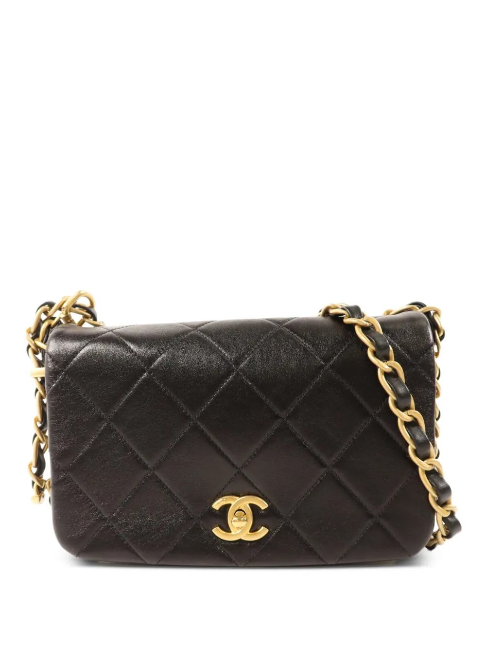 CHANEL Pre-Owned CC GHW turn-lock quilted shoulder bag - Black