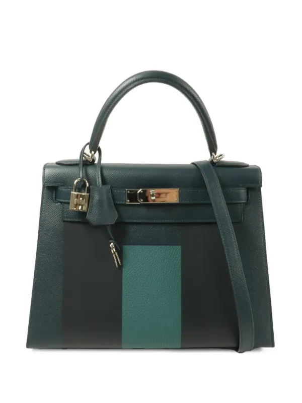 Hermès Pre-owned 2018 28 Kelly Leather Tote Bag in Green