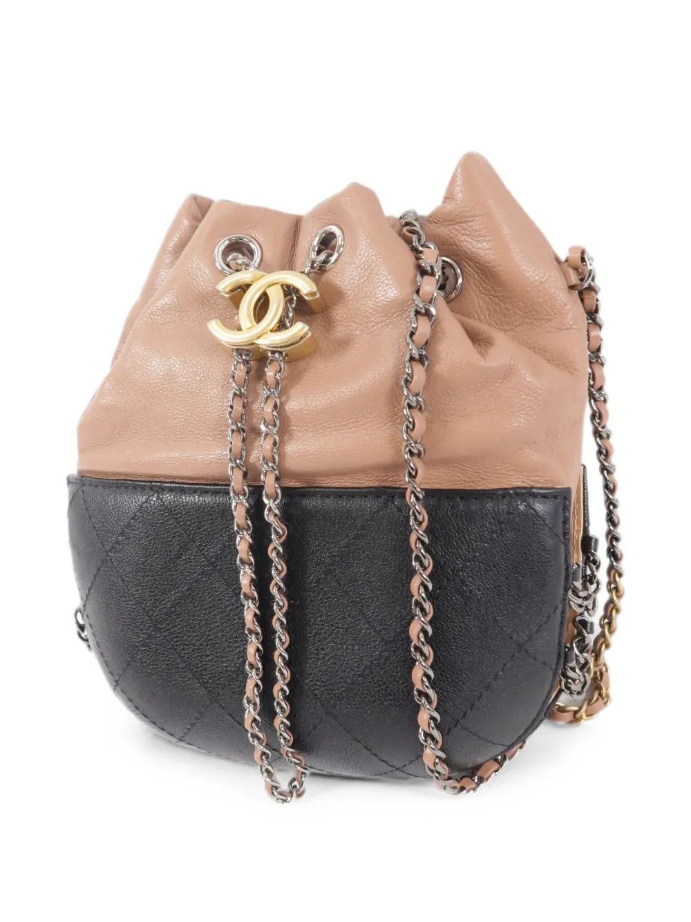 CHANEL Pre-Owned Gabrielle gewatteerde bucket-tas Beige