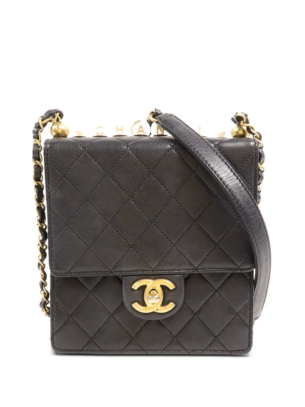 CHANEL Pre-Owned Matelassé CC turn-lock calfskin shoulder bag - Black