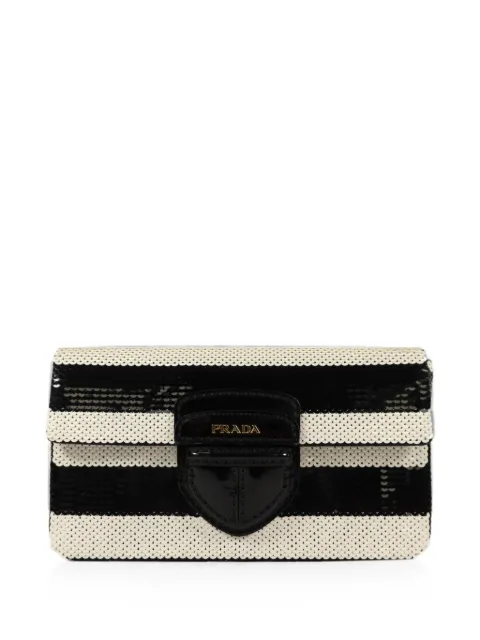 Prada Pre-Owned sequin-embellished striped clutch bag