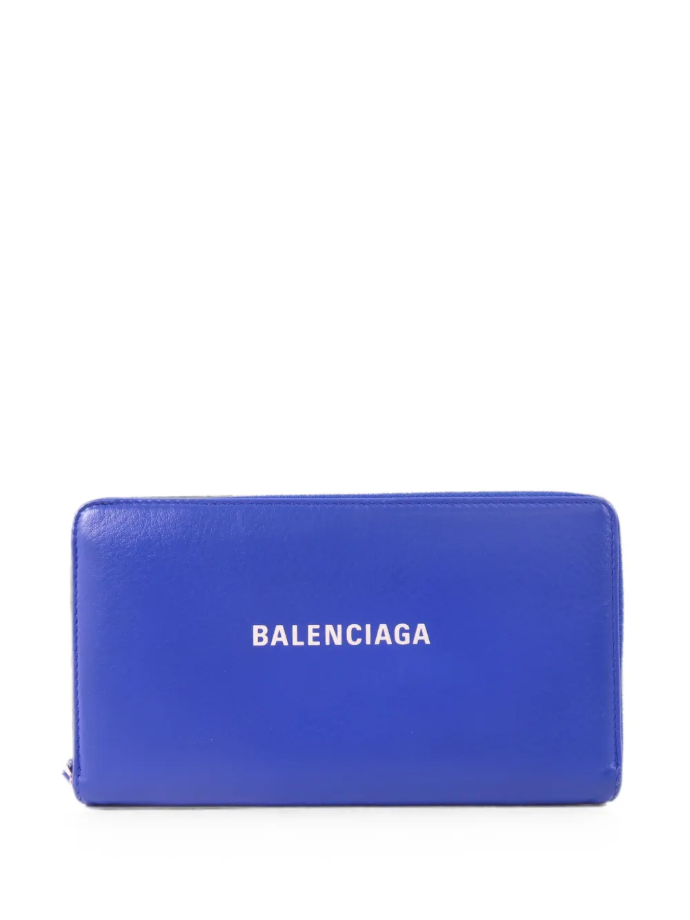 Balenciaga Pre-Owned logo-print leather long wallet - Blu