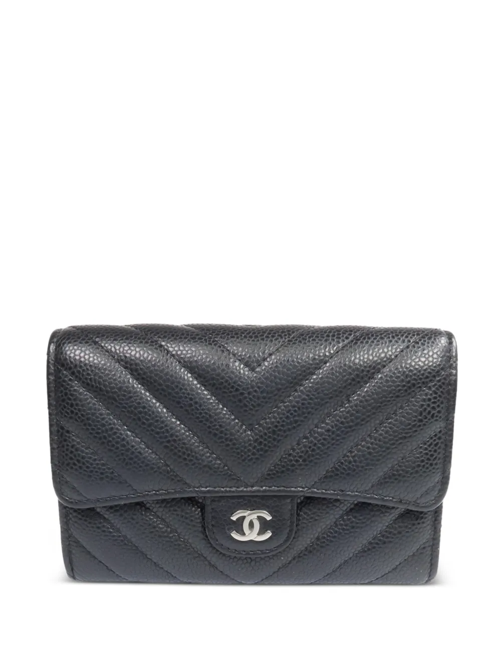 CHANEL Pre-Owned CC chevron-quilted fold wallet - Nero