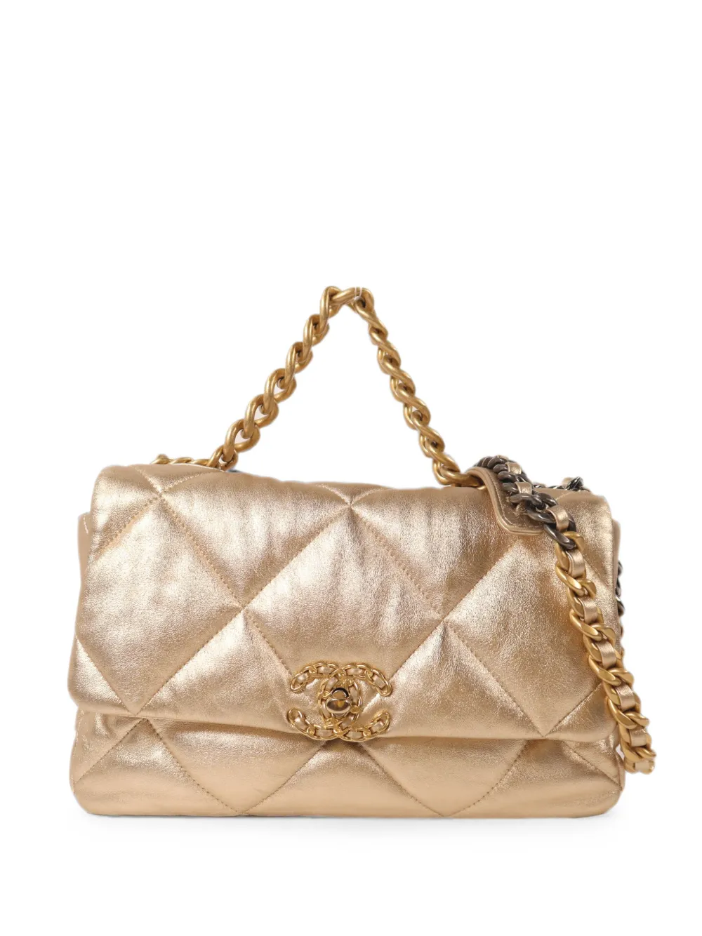 CHANEL Pre-Owned 19 large quilted shoulder bag - Gold