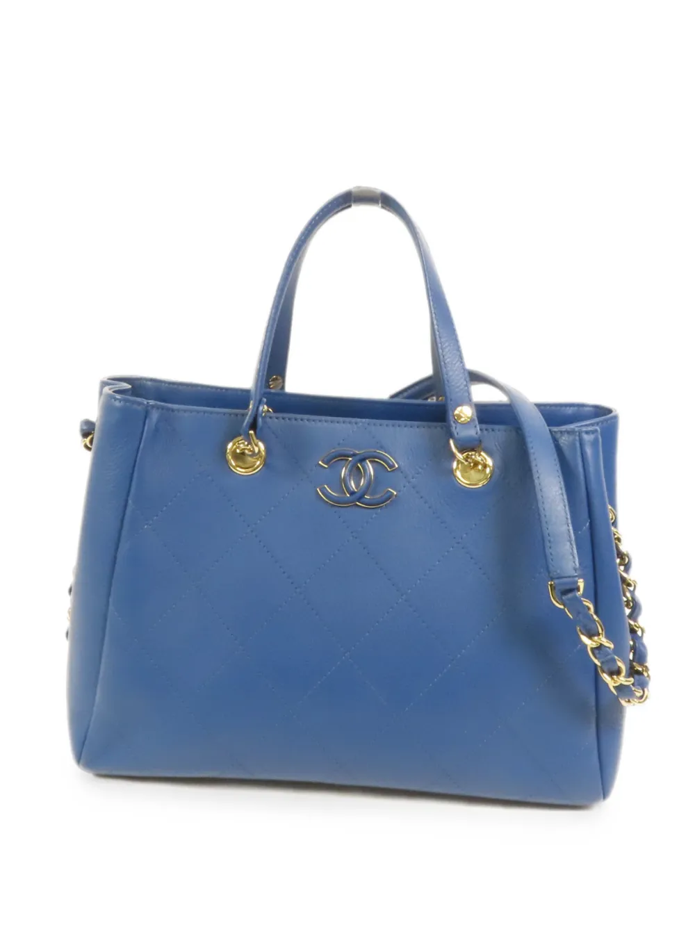 CHANEL Pre-Owned CC diamond-quilted tote bag - Blu