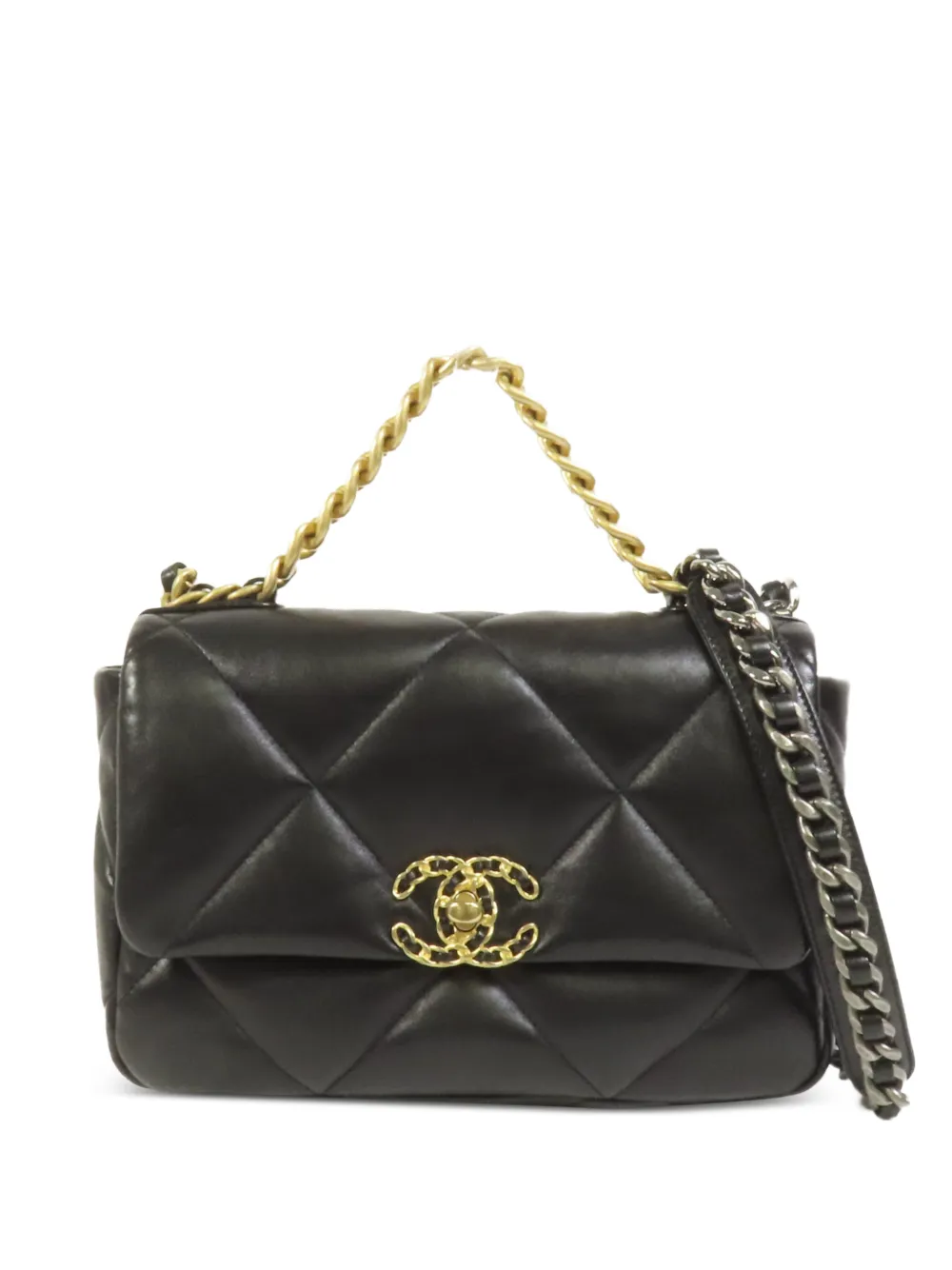 CHANEL Pre-Owned small Chanel 19 diamond-quilted shoulder bag - Black