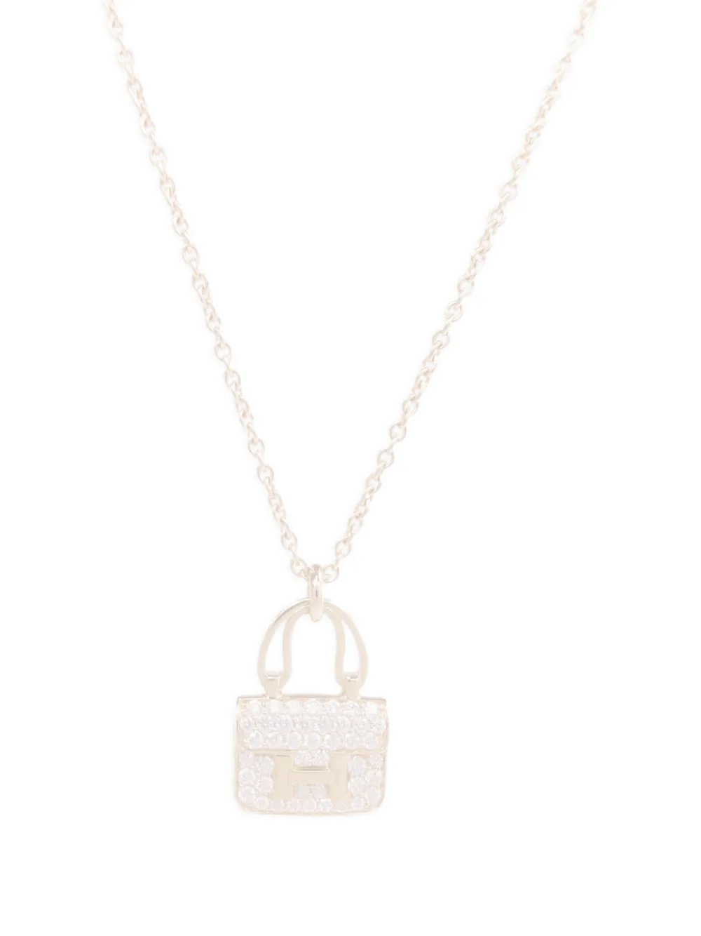 Pre-owned Hermes Amulette Constance Diamond Necklace In Gold