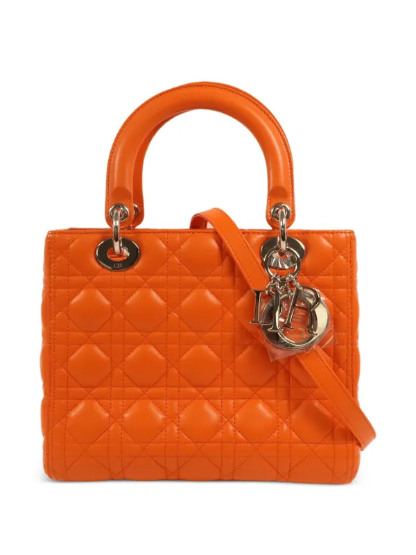 Dior Pre-owned Medium Lady Dior Tote Bag in Orange
