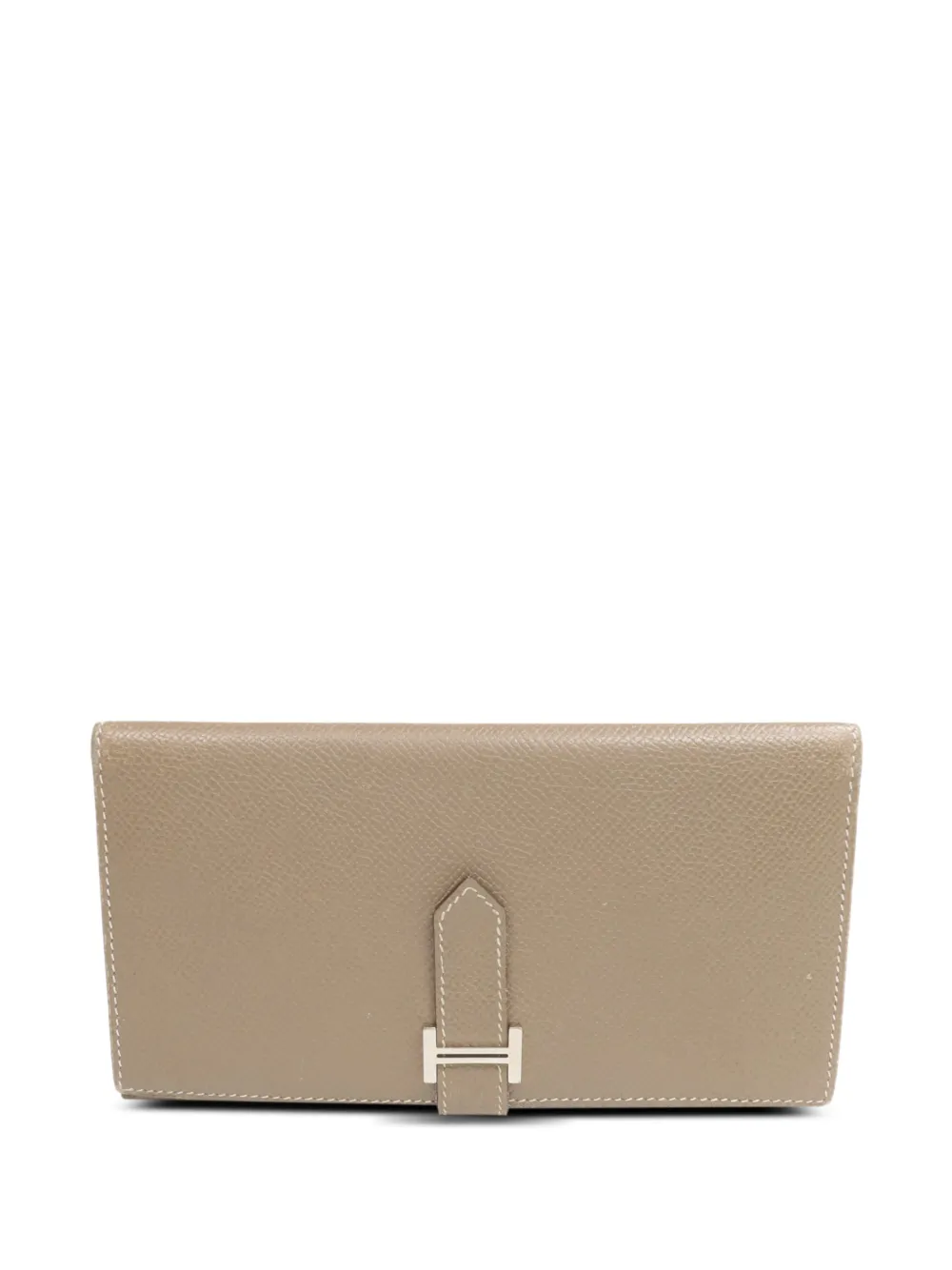 Pre-owned Hermes Bearn Leather Wallet In Neutral