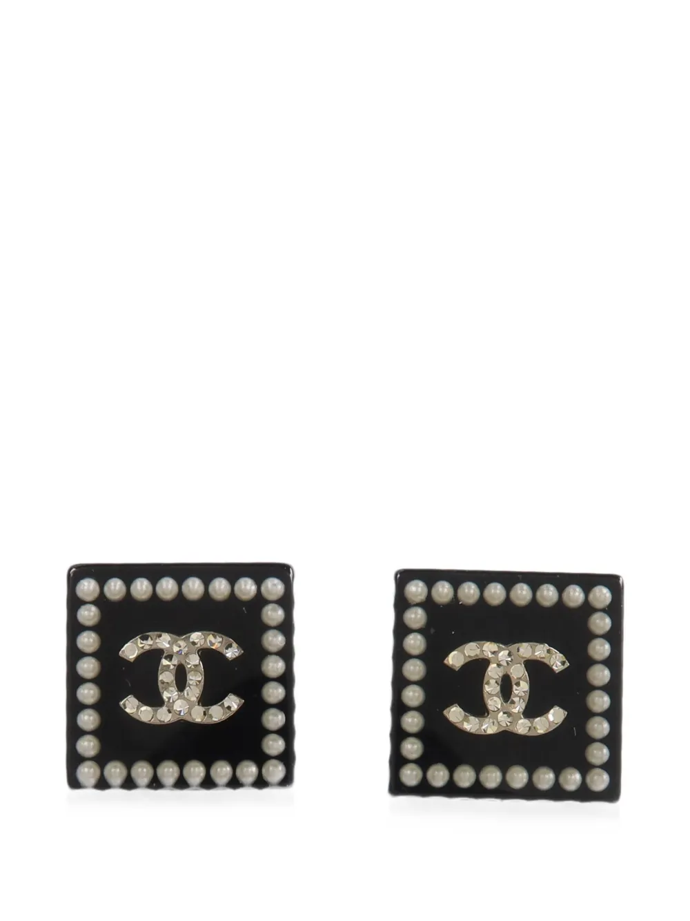 CHANEL Pre-Owned interlocking-CC earrings - Silver