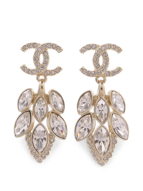 CHANEL Pre-Owned CC crystal-embellished drop earrings