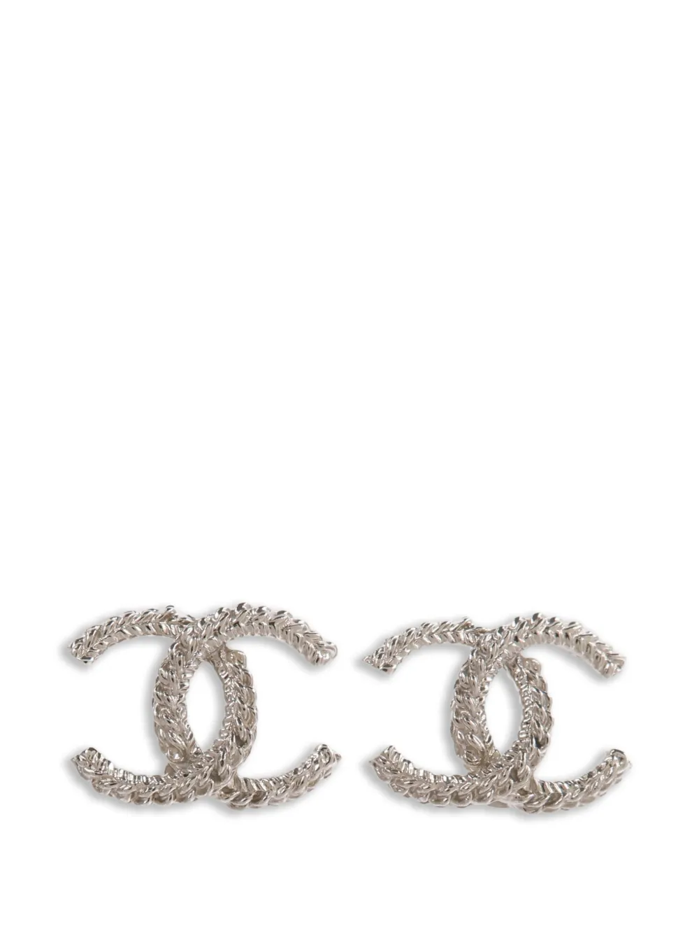 CHANEL Pre-Owned rope-effect earrings - Silver