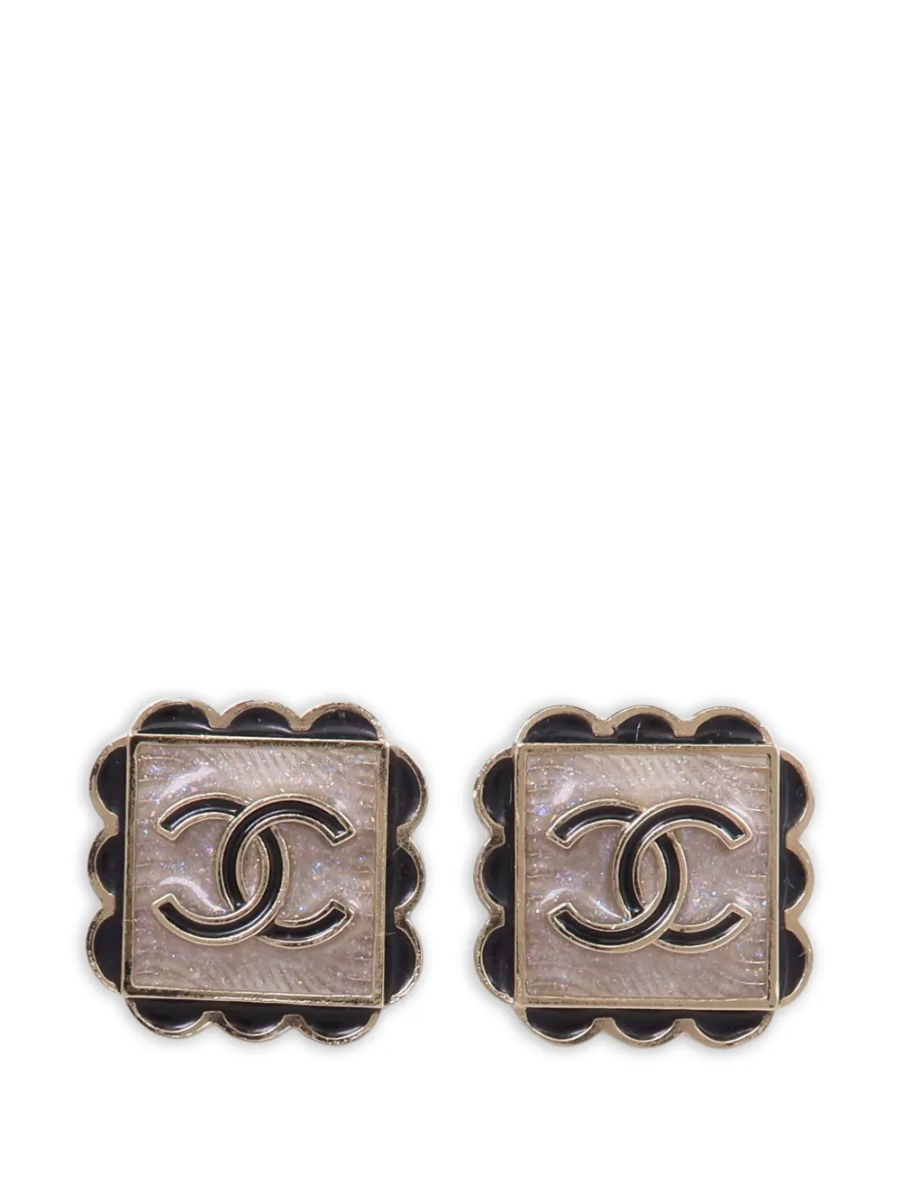 CHANEL Pre-Owned CC scalloped earrings - Gold