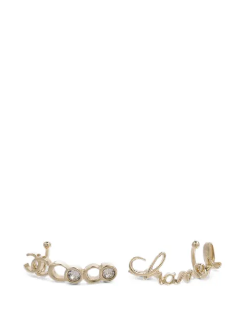 CHANEL Pre-Owned logo-script earrings