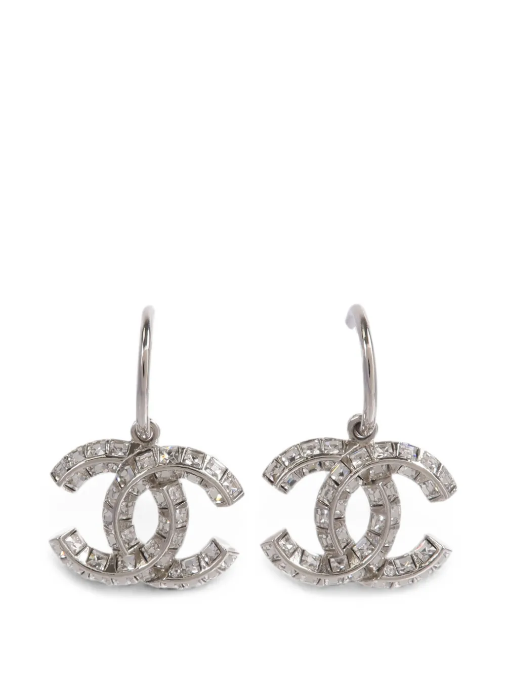 CHANEL Pre-Owned CC crystal-embellished earrings - Silver