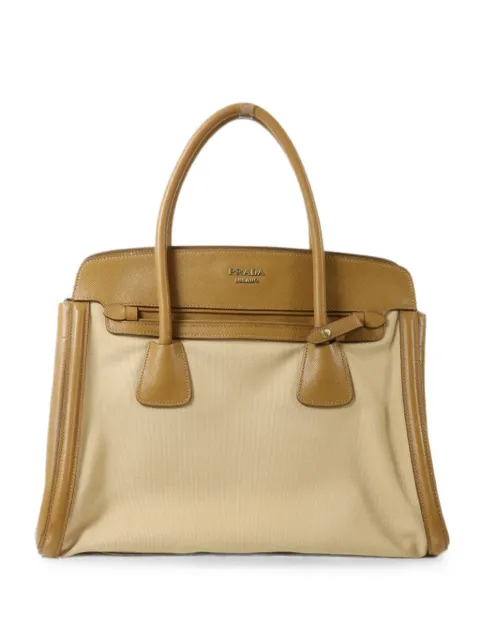 Prada Pre-Owned leather canvas tote bag