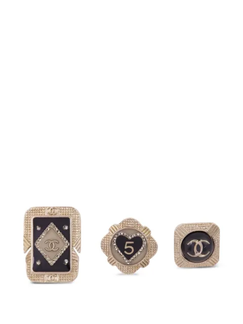 CHANEL Pre-Owned interlocking CC brooches (set of three)