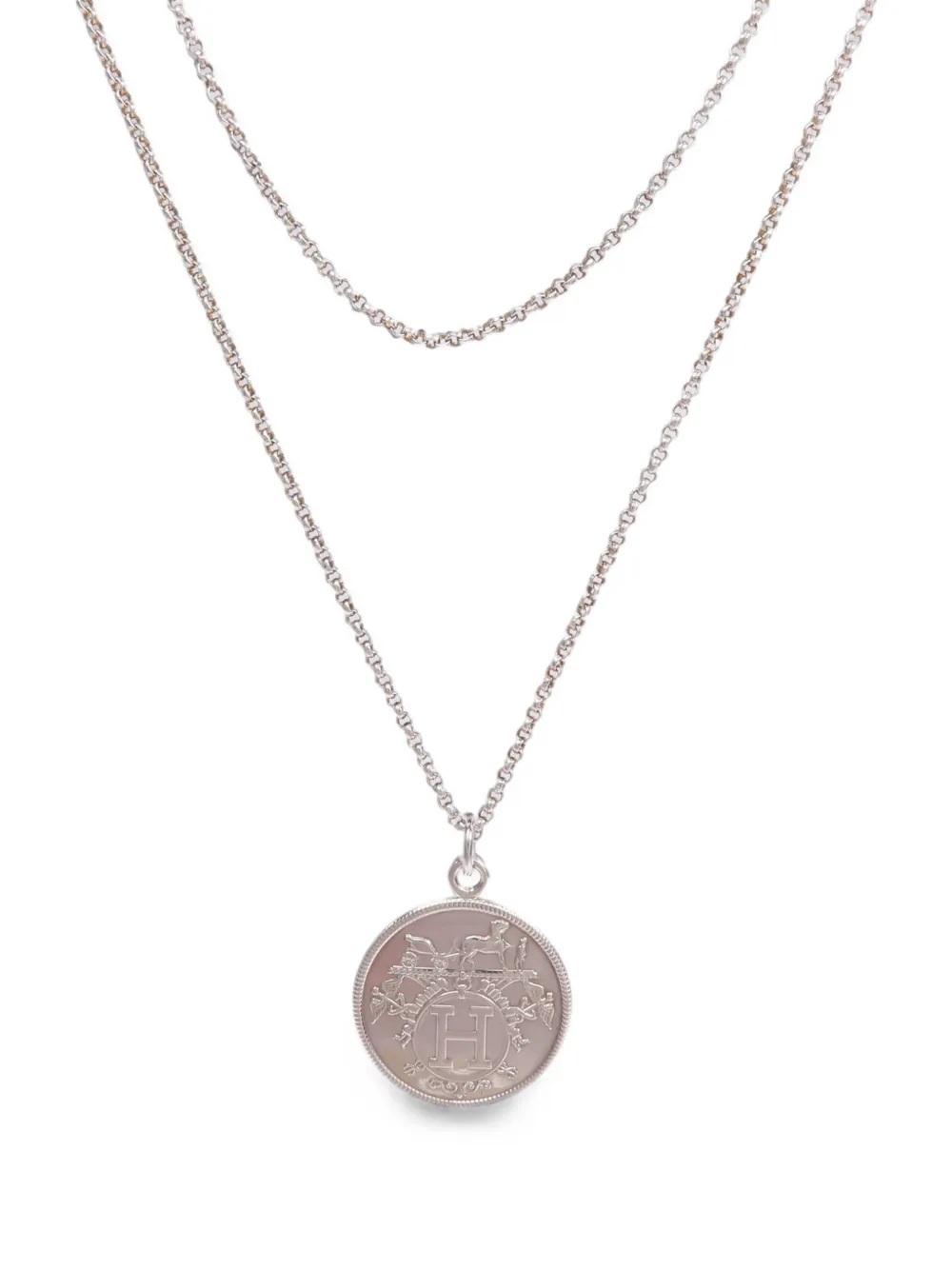 Pre-owned Hermes Mm Ex Libris Necklace In Pink