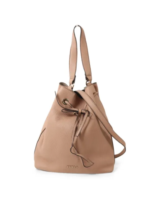Furla leather drawstring tote bag
