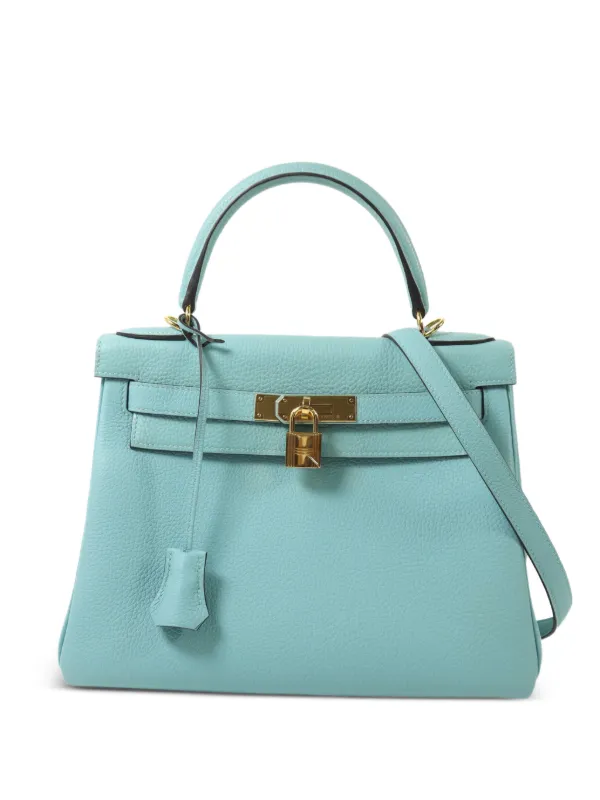Hermès Pre-owned Kelly 28 Leather Tote Bag in Blue