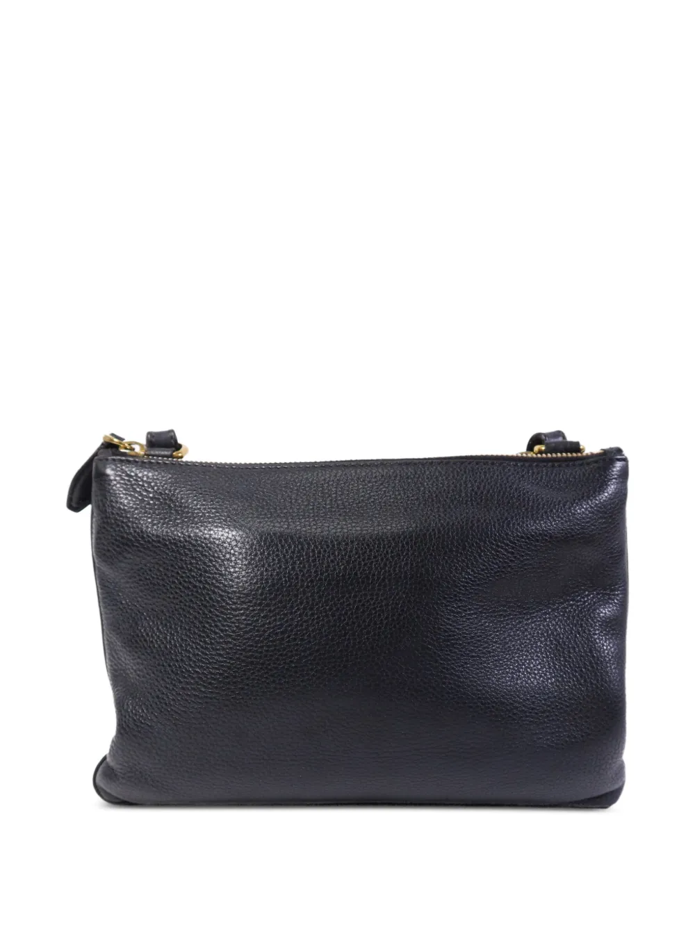 Prada Pre-Owned Leren schoudertas met logo-applicatie Zwart