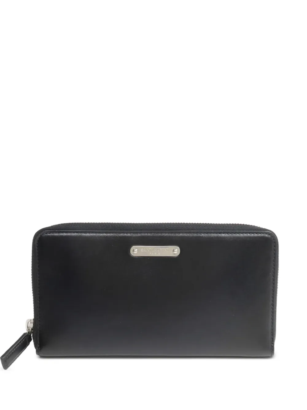 Pre-owned Saint Laurent Leather Long Wallet In Black