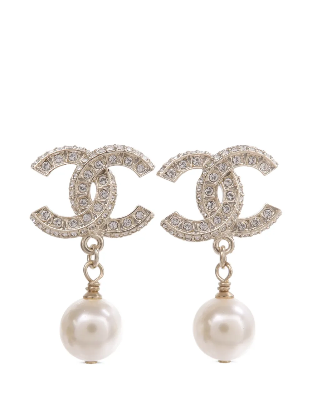 CHANEL Pre-Owned CC faux-pearl drop earrings - Gold