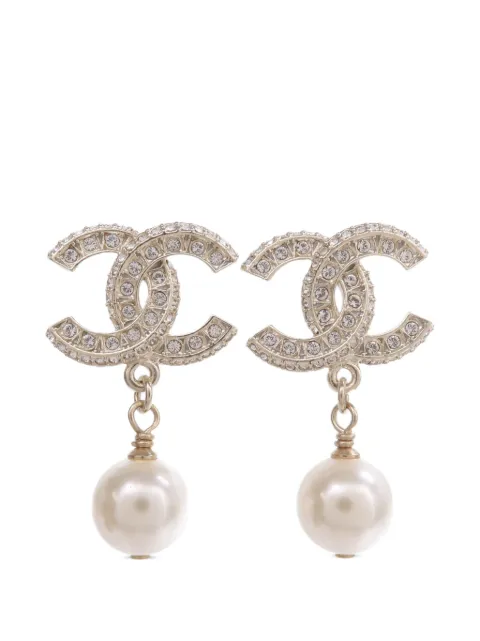 CHANEL Pre-Owned CC faux-pearl drop earrings