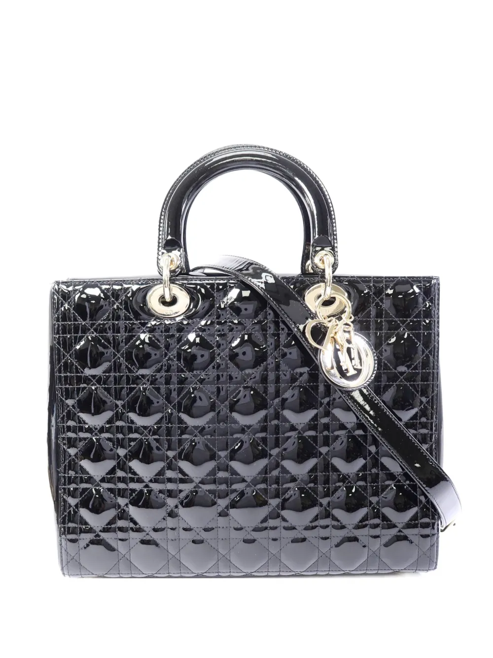Christian Dior Pre-Owned large Lady Dior Cannage tote bag - Black