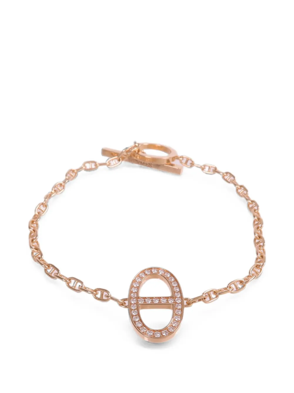 Pre-owned Hermes Chaine D'ancre Diamond Bracelet In Pink