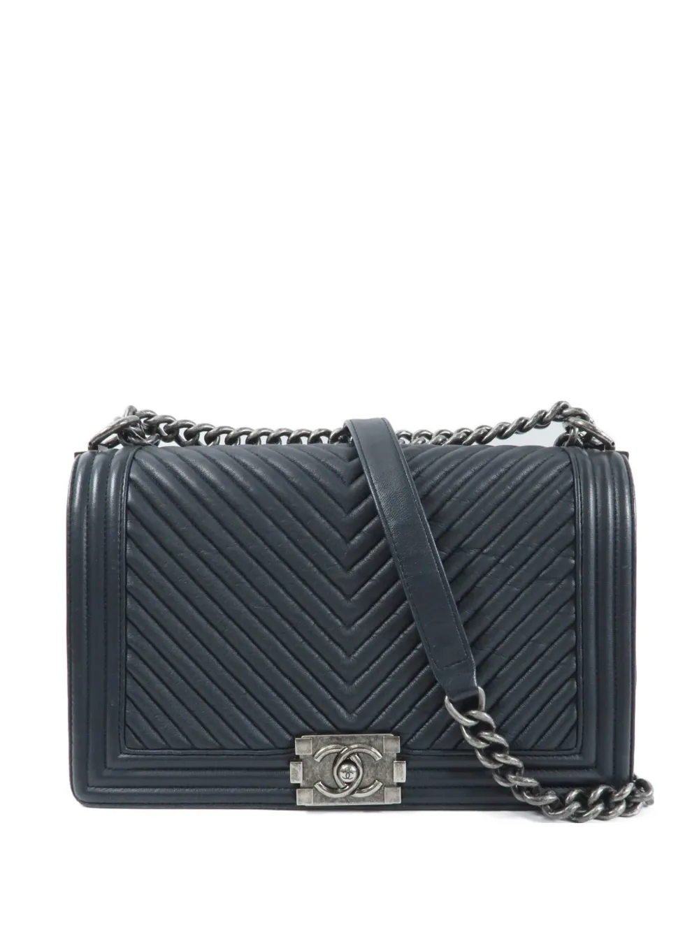 CHANEL Pre-Owned Boy chevron-quilted shoulder bag - Black