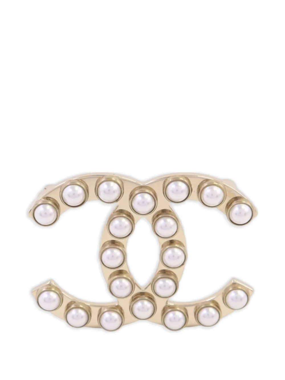CHANEL Pre-Owned CC faux-pearl brooch - Gold