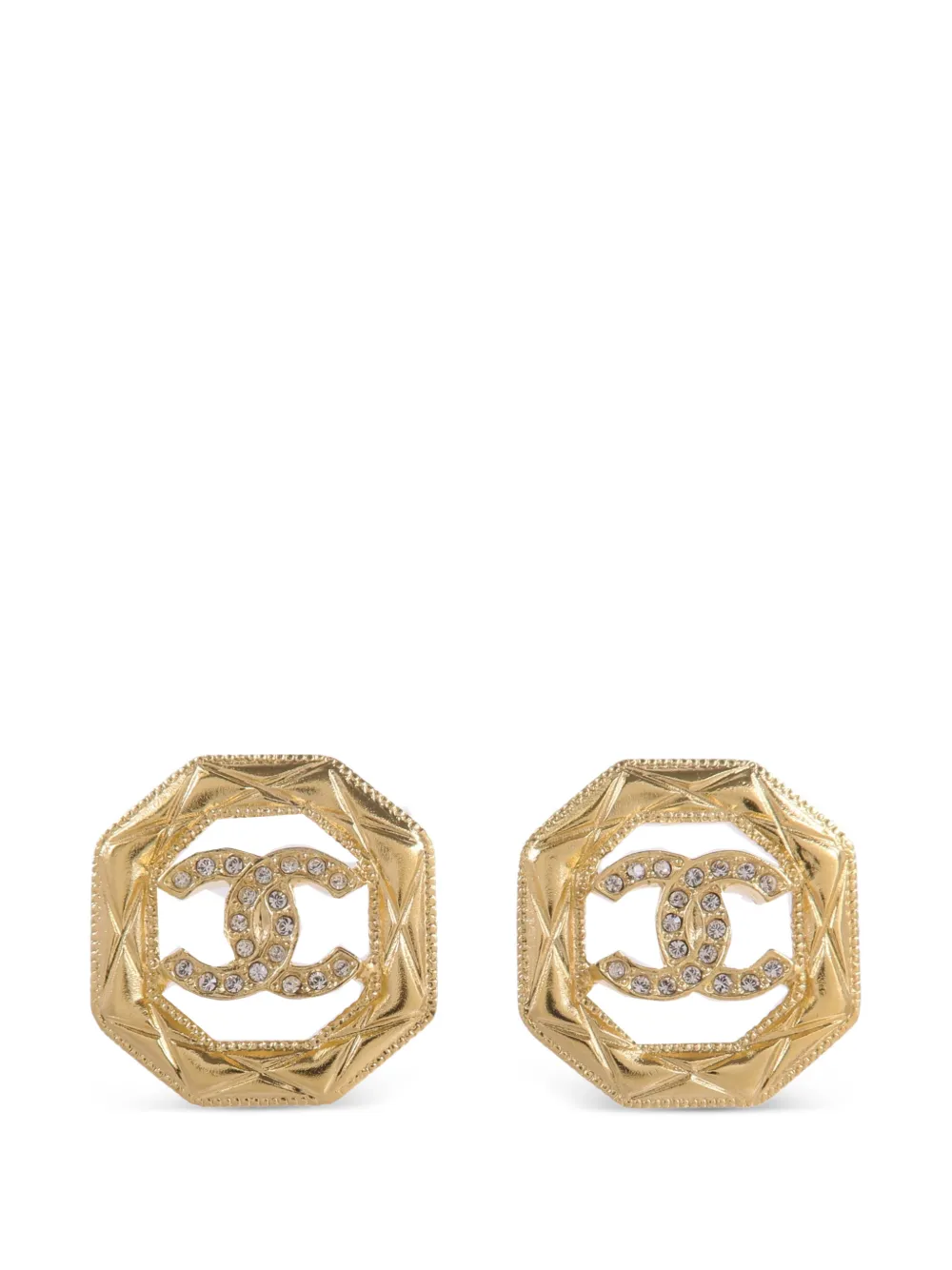 CHANEL Pre-Owned Achteckige CC Ohrringe - Gold