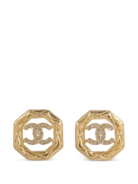 CHANEL Pre-Owned aretes octogonales con logo CC