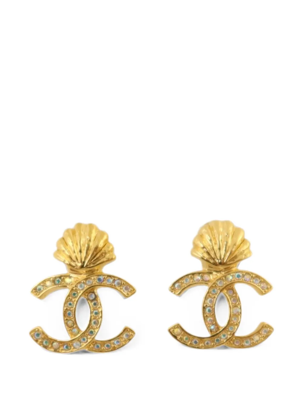 CHANEL Pre-Owned shell-detail earrings - Gold
