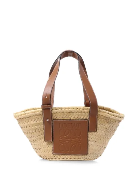 Loewe Pre-Owned leather-patch basket tote bag
