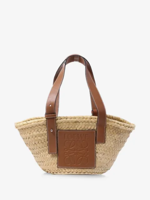 Loewe Pre-Owned leather-patch basket tote bag