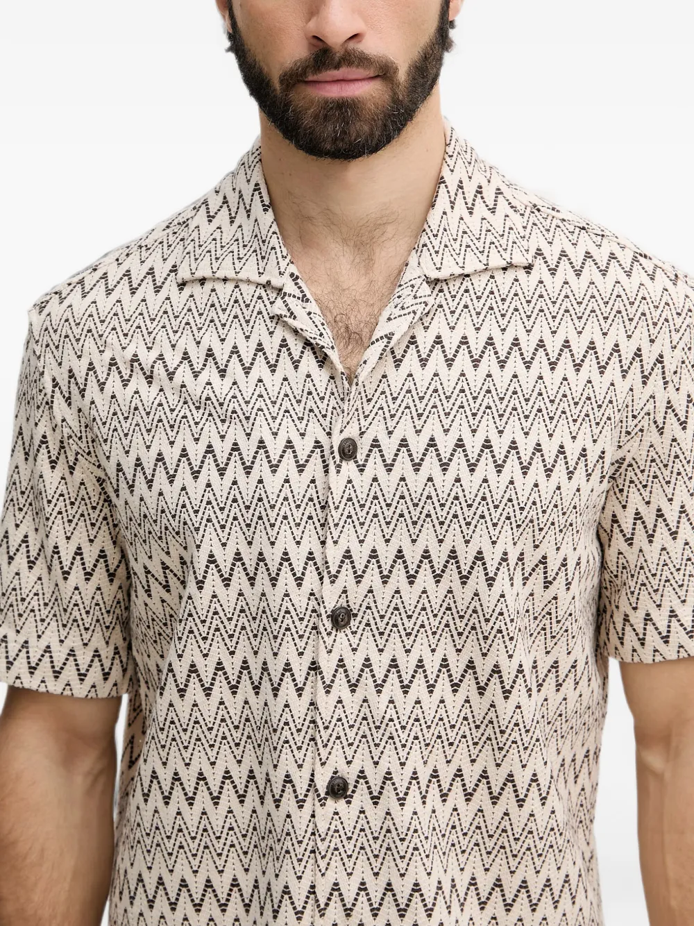 Joop! Hanau overhemd met korte mouwen Beige