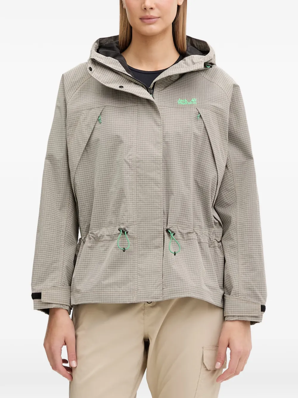 JACK WOLFSKIN Find The Wild 2L grid-pattern hooded jacket - Toni neutri