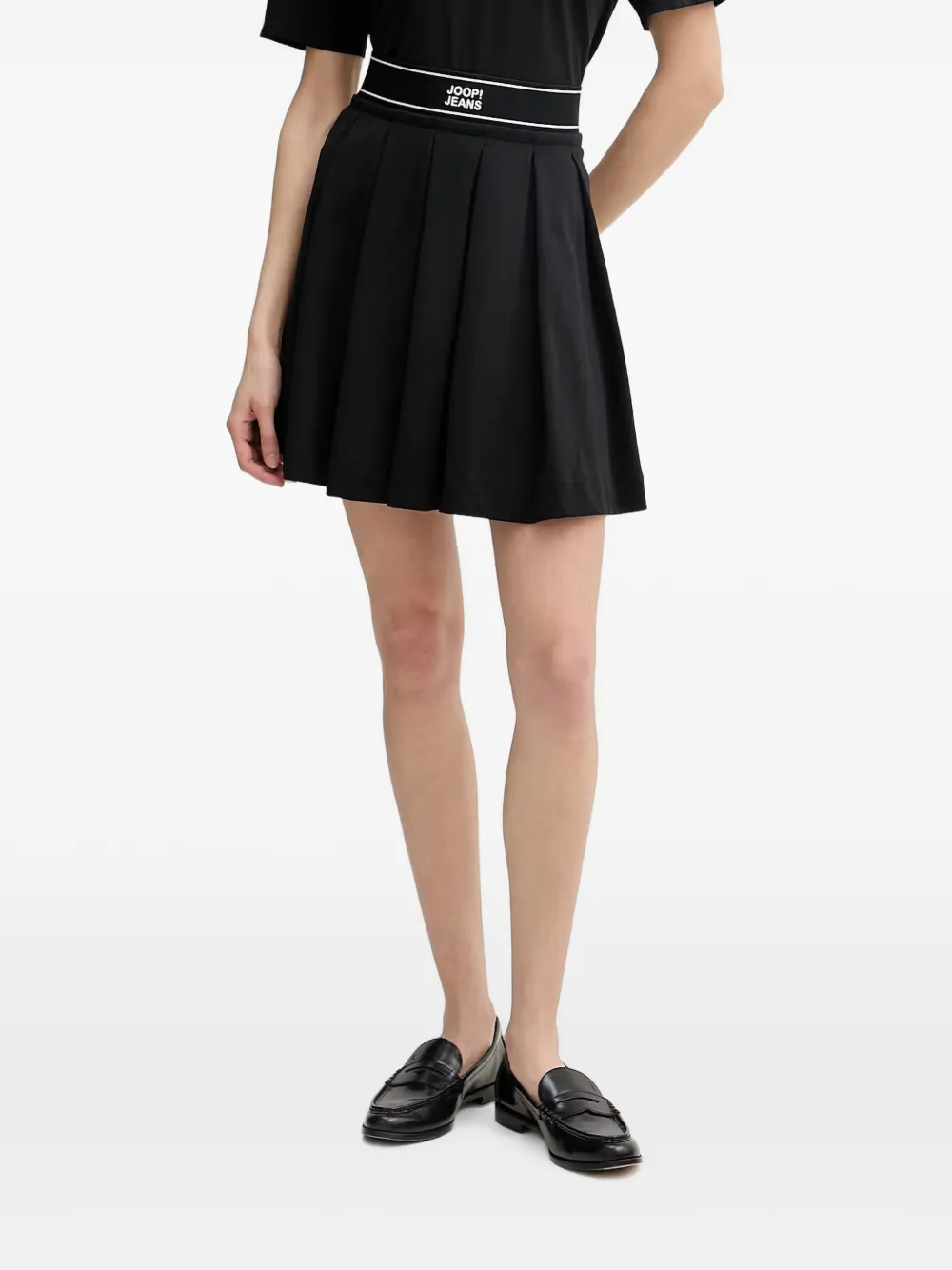 Joop! Taria pleated logo-waistband mini skirt - Schwarz