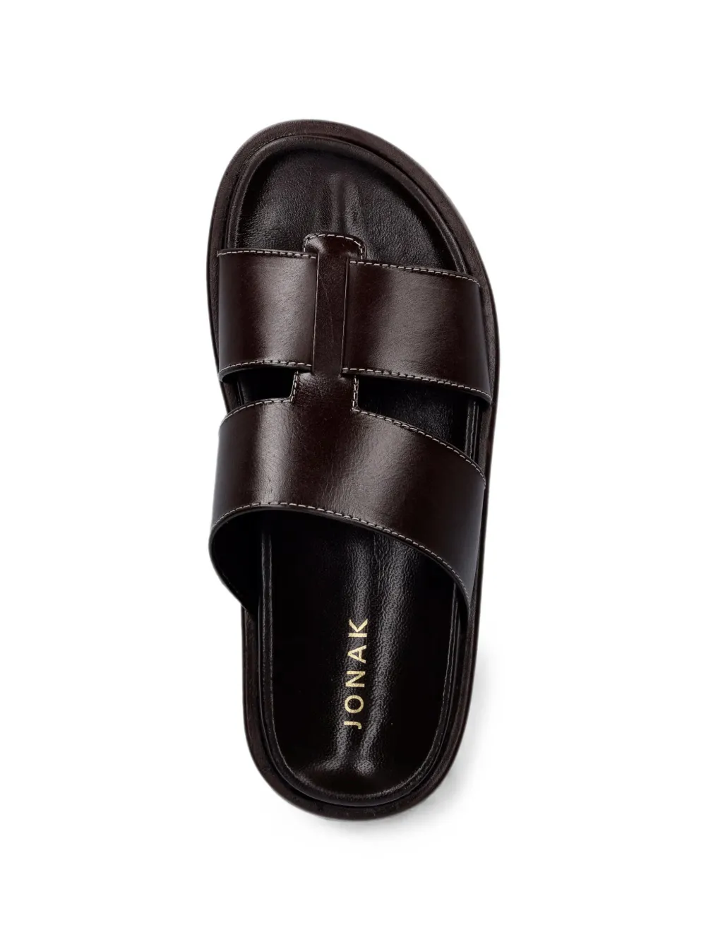 JONAK PARIS Westminster leren sandalen met contrasterende stiksels Bruin