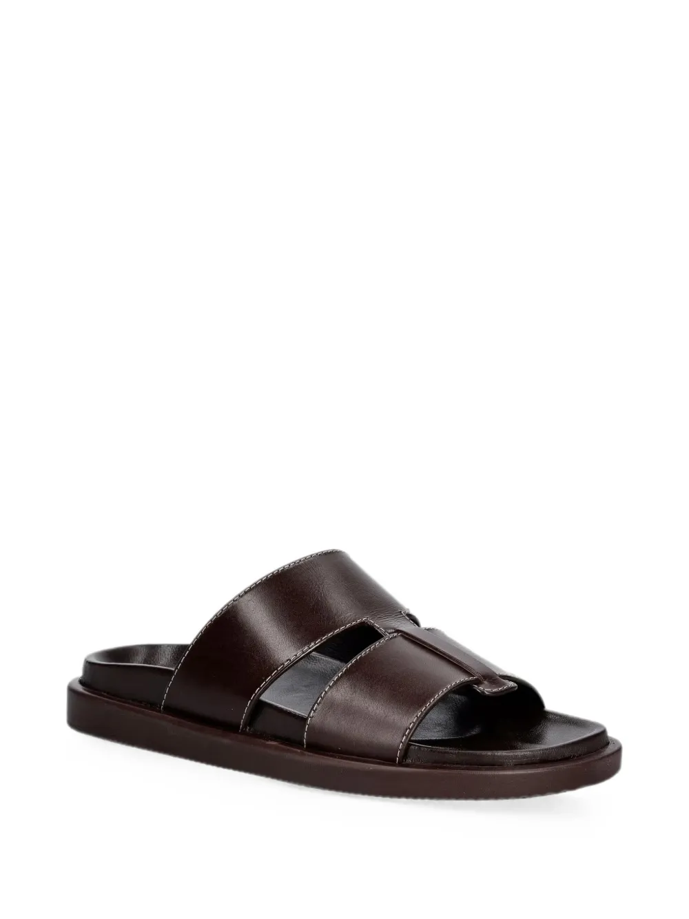 JONAK PARIS Westminster leren sandalen met contrasterende stiksels Bruin